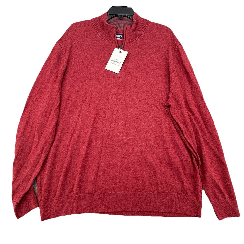 UNTUCKit 1/4 Zip Pullover MENS 2XL Belguardo Extra‎ Merino Wool Sweater Red